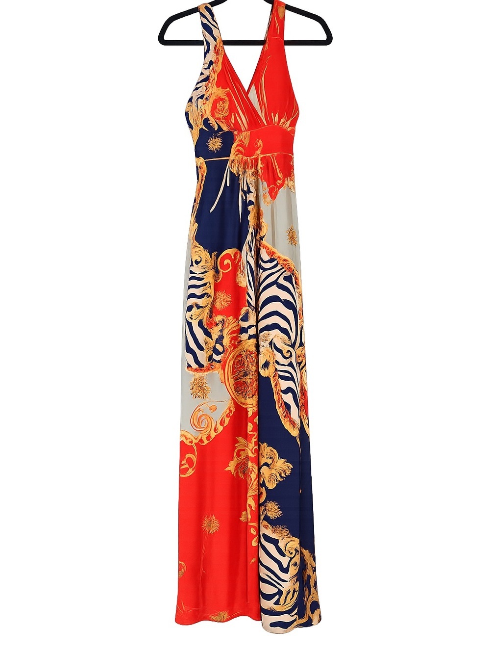 Fresh of LA Baroque Print Maxi Dress Women’s Sleeveless Resort Vacation size MED
